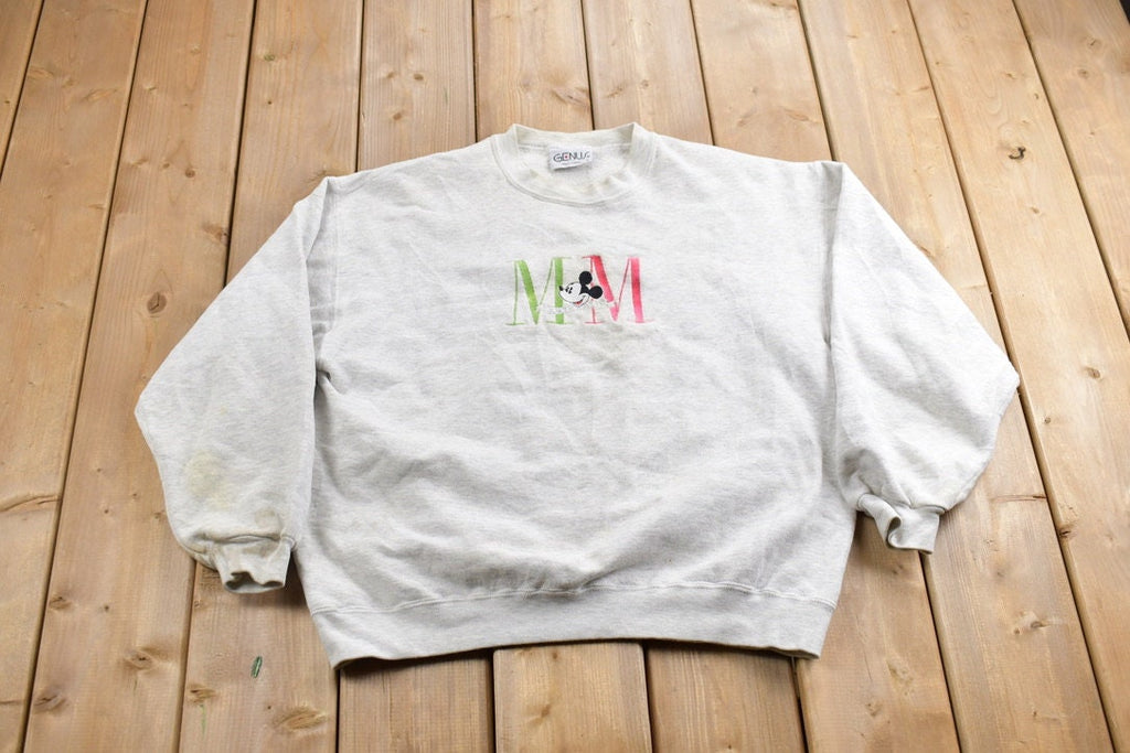Vintage 1990s Mickey Mouse Disney Crewneck / Vintage Sweatshirt / Vintage Disney / Mickey / Embroidered / Made In USA / Vintage Mickey Mouse