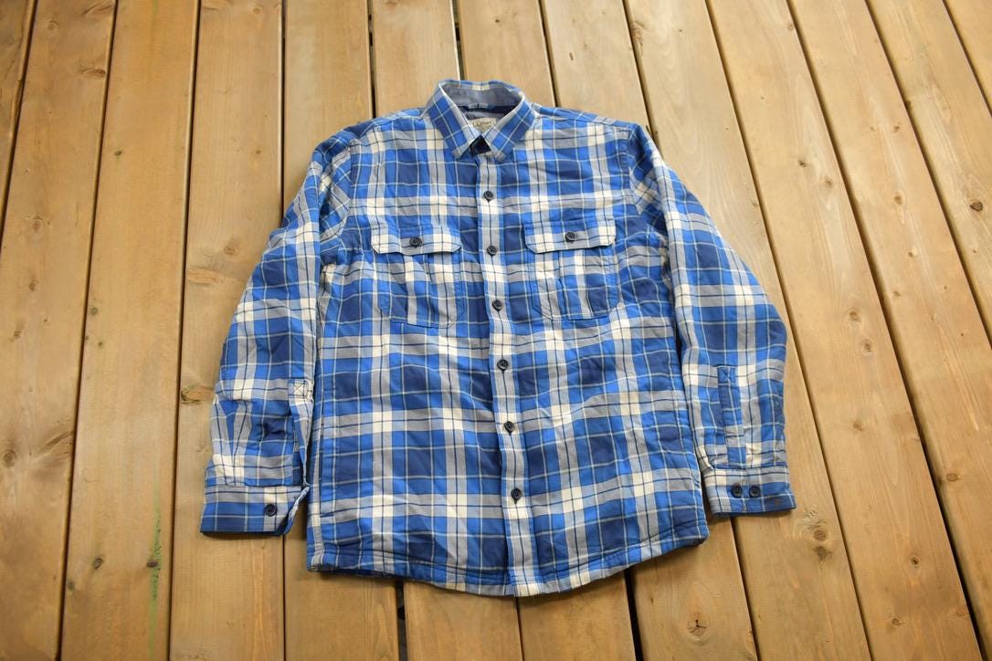 Vintage 1990s LL Bean Plaid Flannel Button Up Shirt