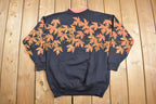 Vintage 1990s Autumn Leaves All Over Print Mockneck Sweater