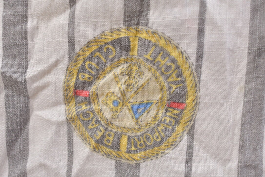 Vintage 1990s Robbie Sport Newport Beach Yacht Club Striped Button Up Shirt
