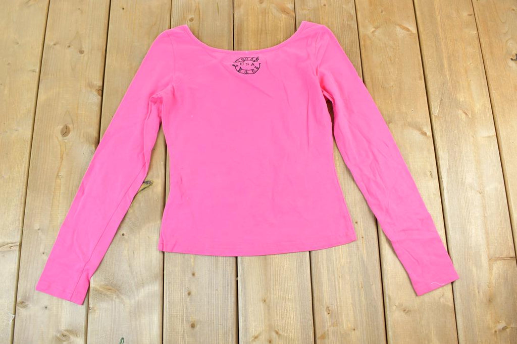 Women Vintage Vigoss Y2K Long Sleeve T-Shirt / Vigoss Grunge Skull Print / Contrast Stitch / Internet Famous Clothing / Over Dyed