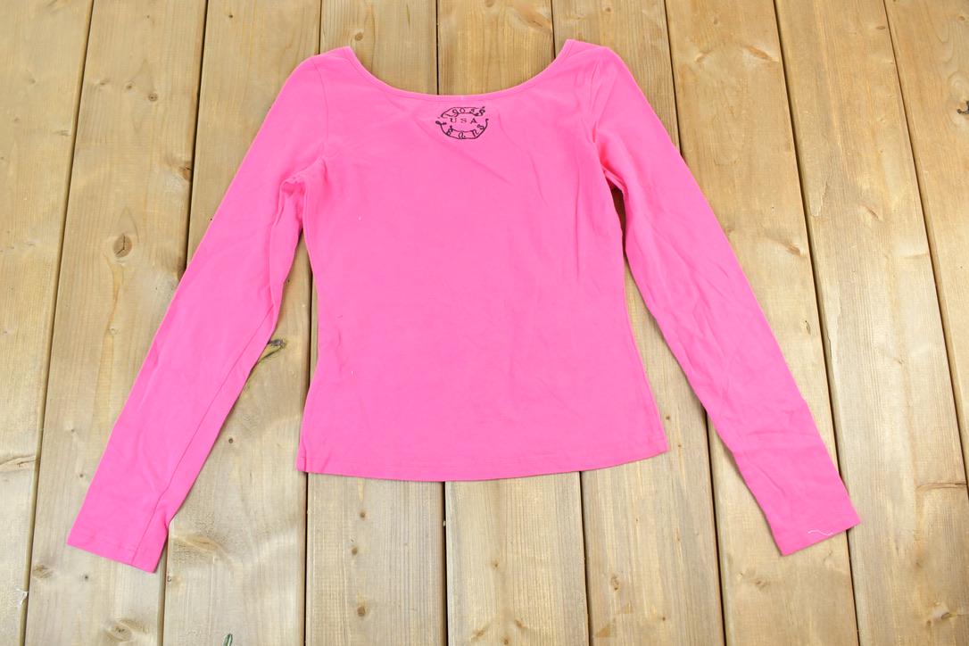 Women Vintage Vigoss Y2K Long Sleeve T-Shirt / Vigoss Grunge Skull Print / Contrast Stitch / Internet Famous Clothing / Over Dyed