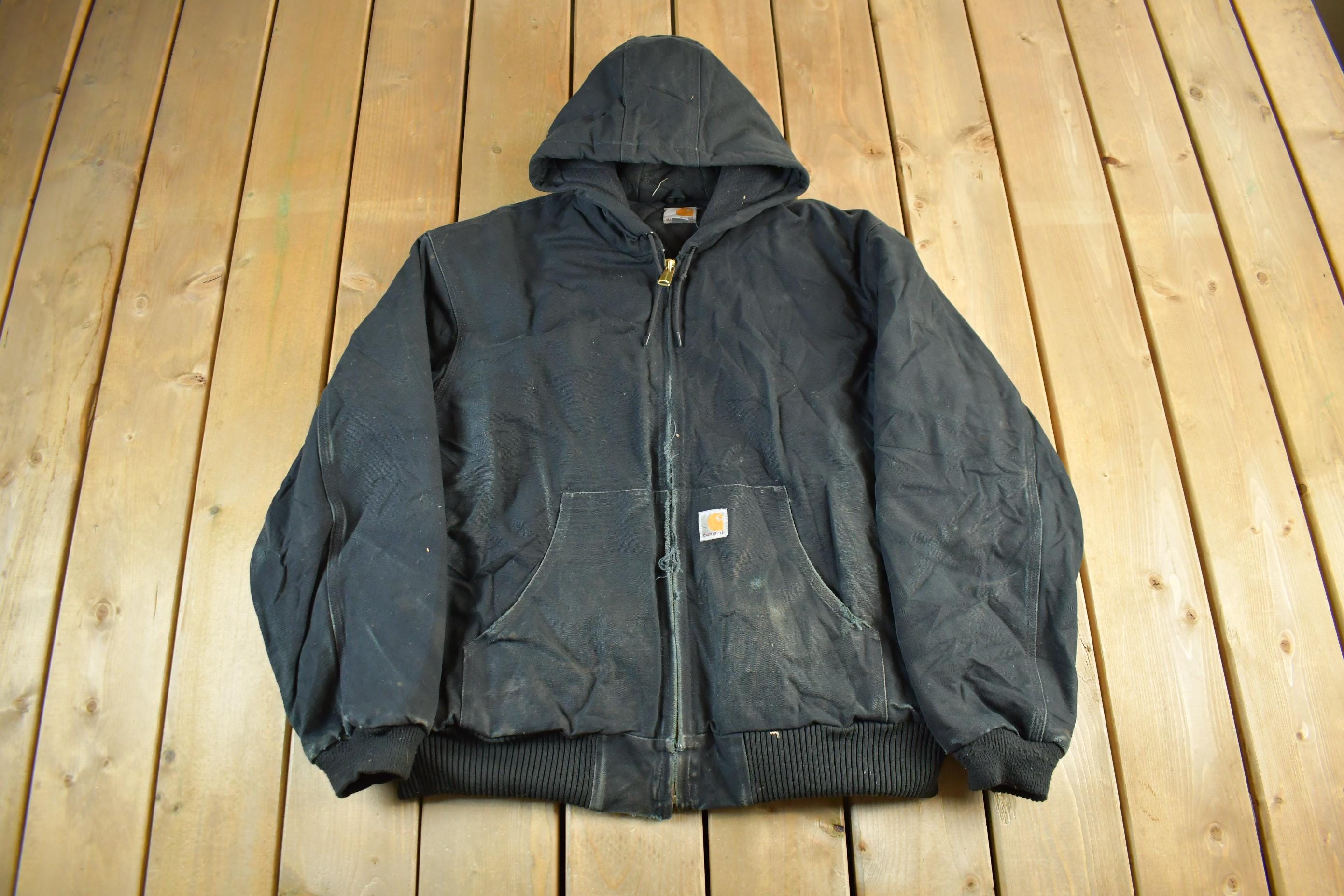 Vintage 1990s Carhartt Canvas Hooded Jacket Men's XL
