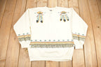 Vintage 1980s Native American Theme Henley Sweatshirt