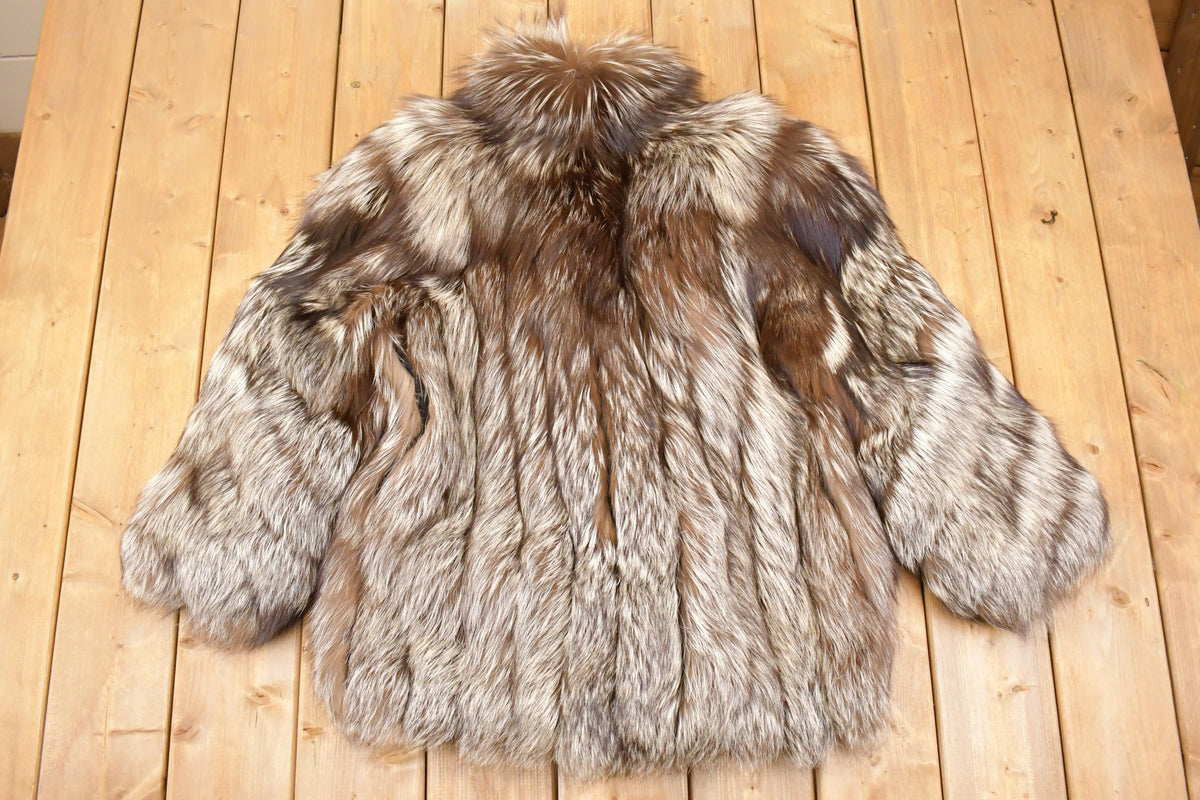 Vintage 1980s Grey Fox Mid Length Fur Coat Saga Fox Royal Made In USA