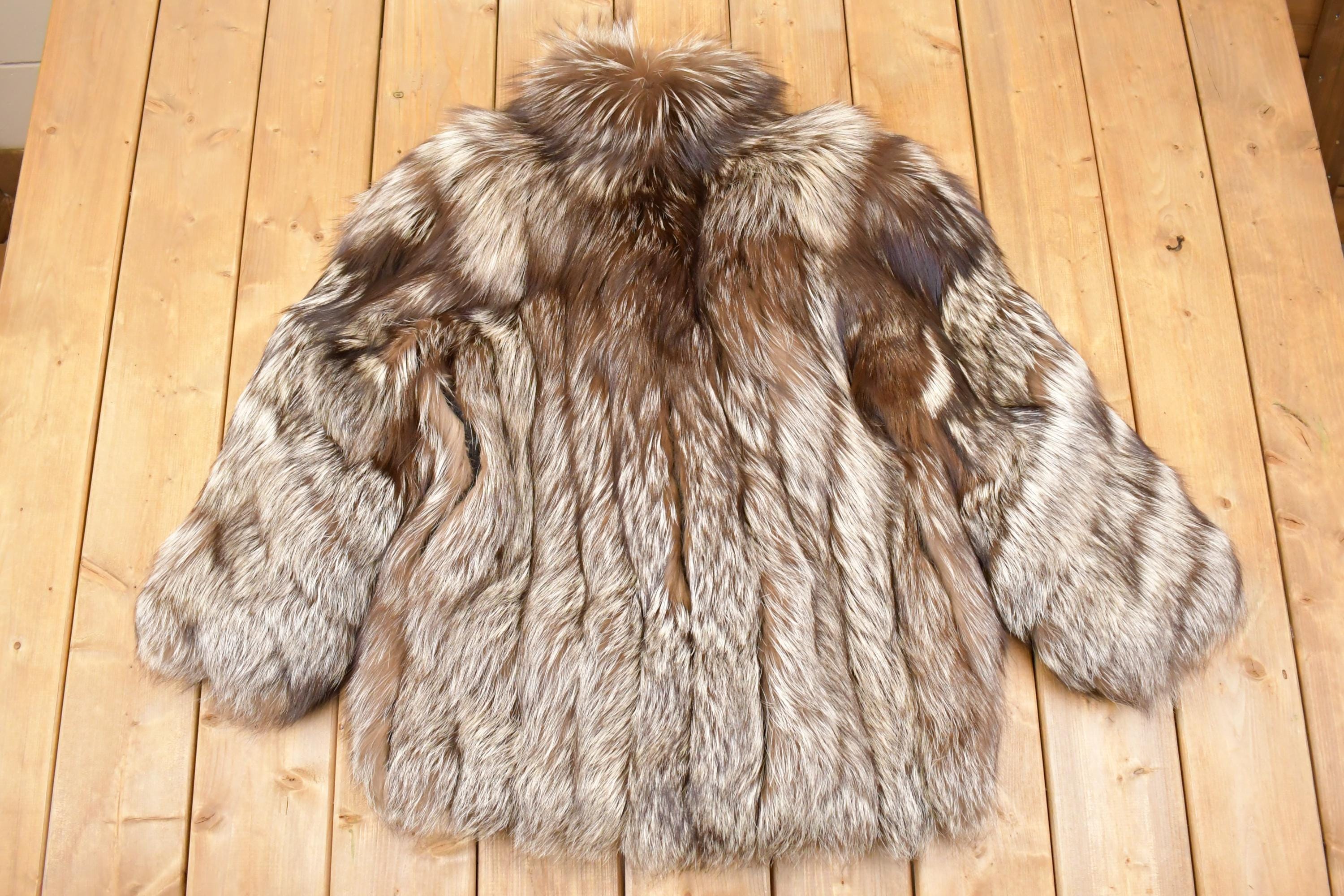 Vintage 1980s Grey Fox Mid Length Fur Coat Saga Fox Royal Made In USA