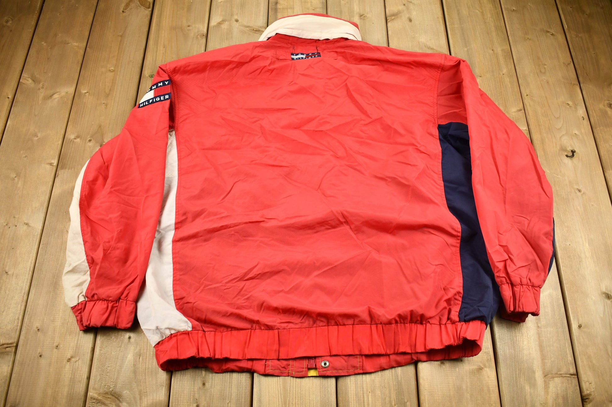 Vintage 1990s Tommy Hilfiger Flag Patch Color Block Windbreaker