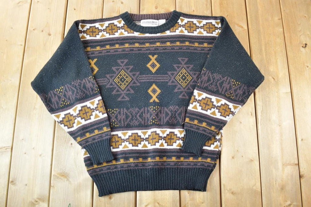 Vintage 1990s Jonathan Bryan Knit Abstract Pattern Crewneck Sweater