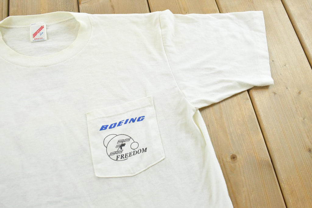 Vintage 1990s Boeing Nasa Space Station Graphic T Shirt Mens L