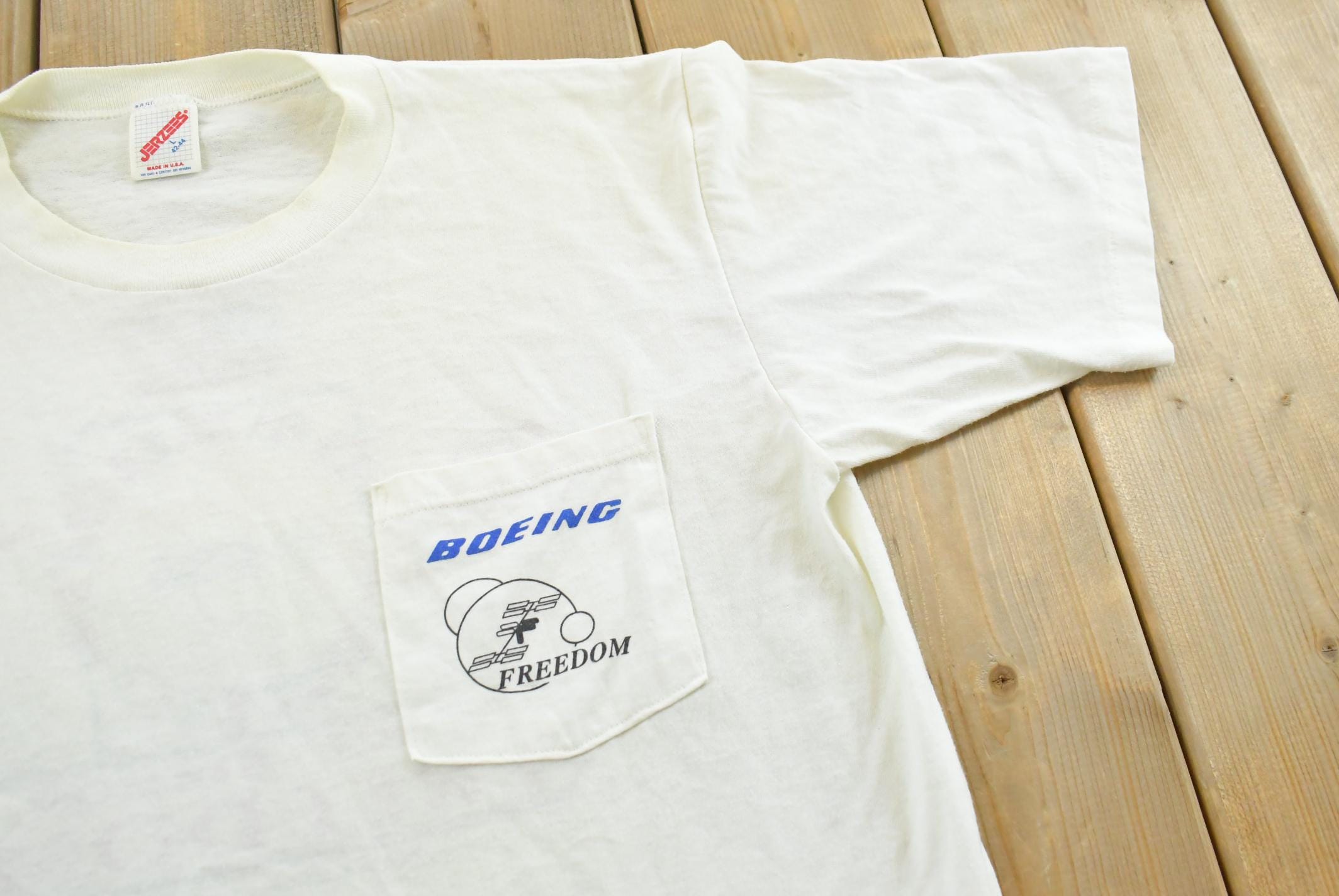 Vintage 1990s Boeing Nasa Space Station Graphic T Shirt Mens L