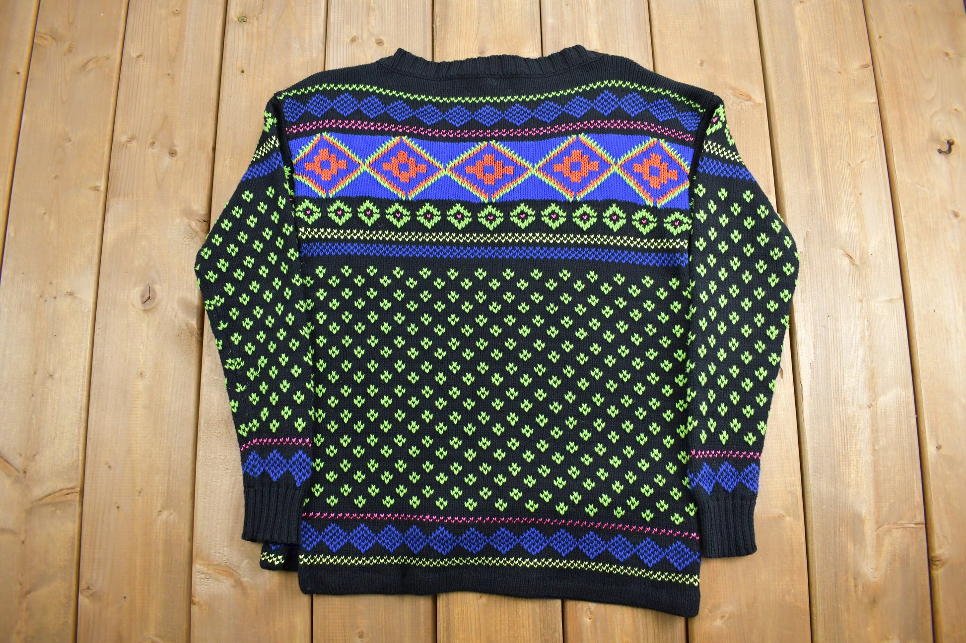 Vintage 1990s Ralph Lauren Neon Knit Crewneck Sweater