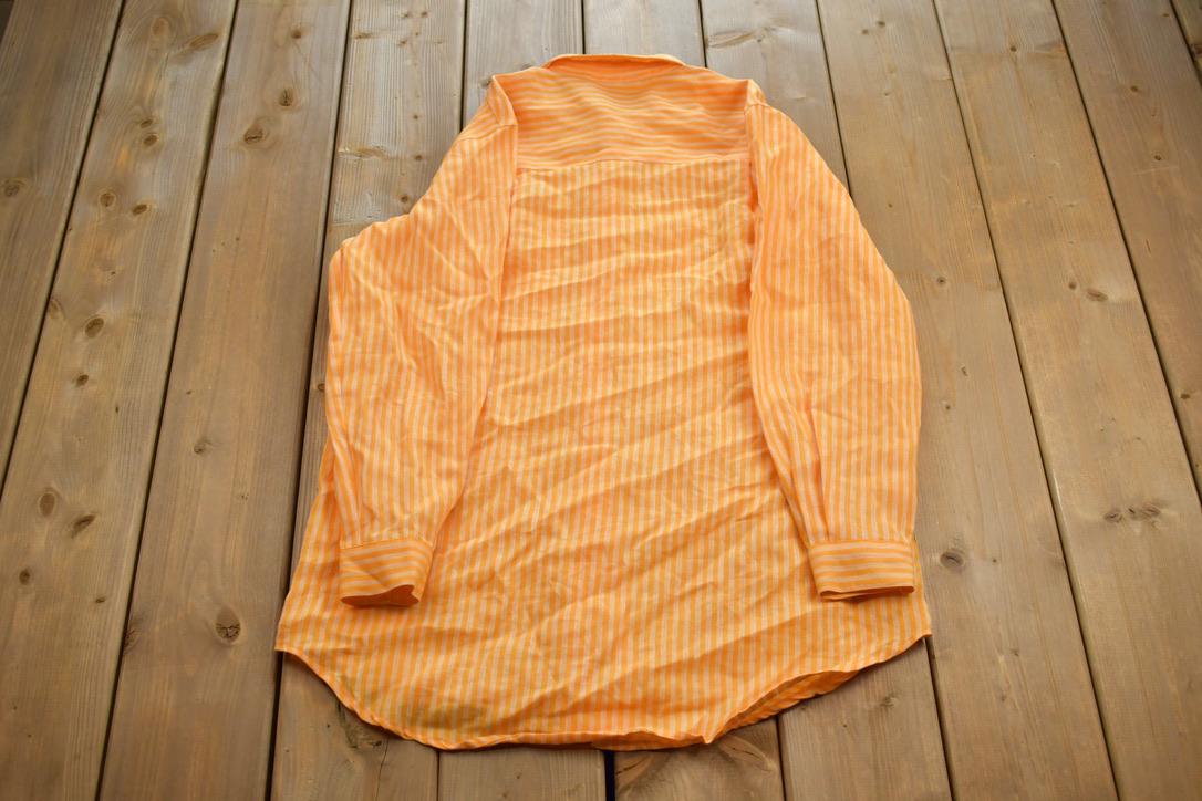 Vintage 1990s Liz Claiborne Lizsport Linen Striped Formal Button Up Shirt