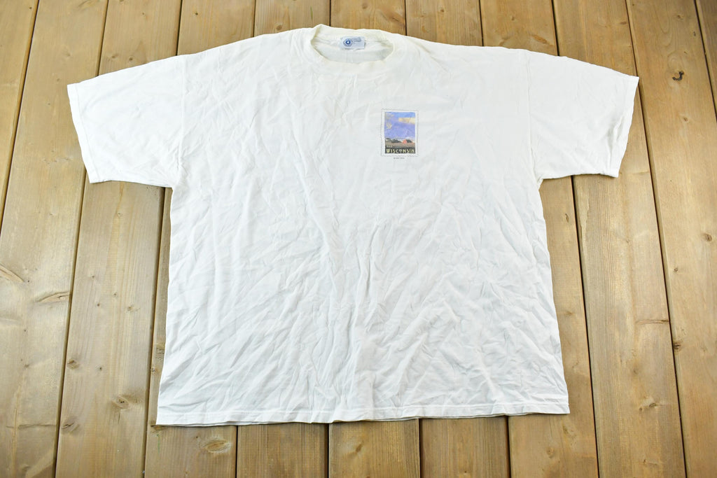 Vintage 1990s Wisconsin Stamps Single Stitch T-Shirt