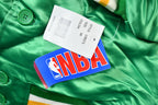 Vintage 1990s Hardwood Classics Bill Russell Boston Celtics NBA Basketball Embroidered Snap Button Satin Bomber Jacket