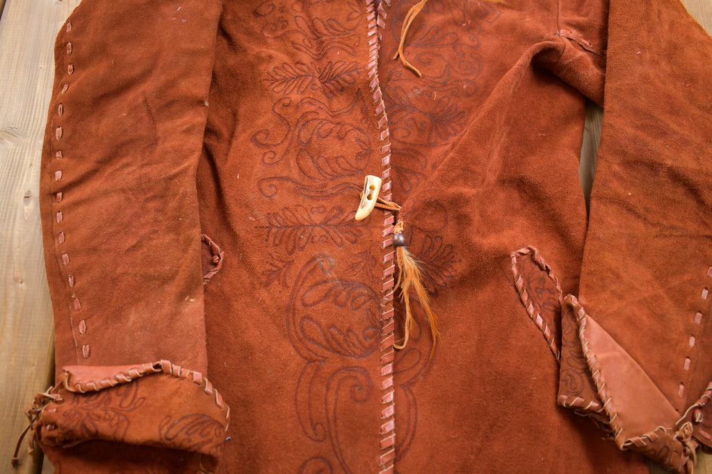 Vintage 1960s Bohemian Leather Suede Overcoat Jacket  Fall Outerwear  Leather Coat  Winter Outerwear  Streetwear Fashion  Suede Jacket