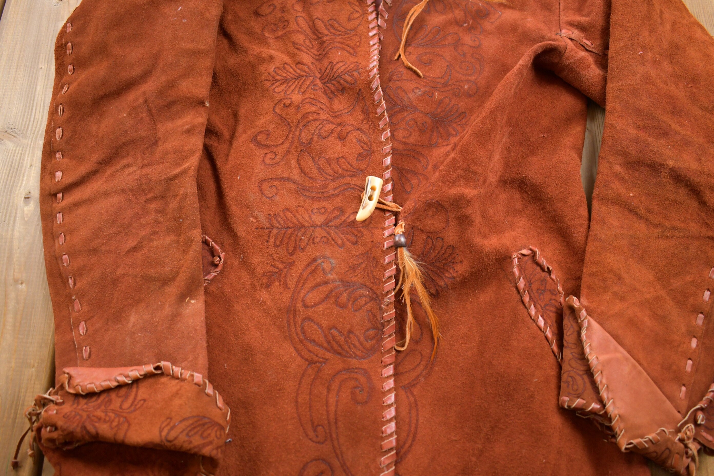 Vintage 1960s Bohemian Leather Suede Overcoat Jacket  Fall Outerwear  Leather Coat  Winter Outerwear  Streetwear Fashion  Suede Jacket