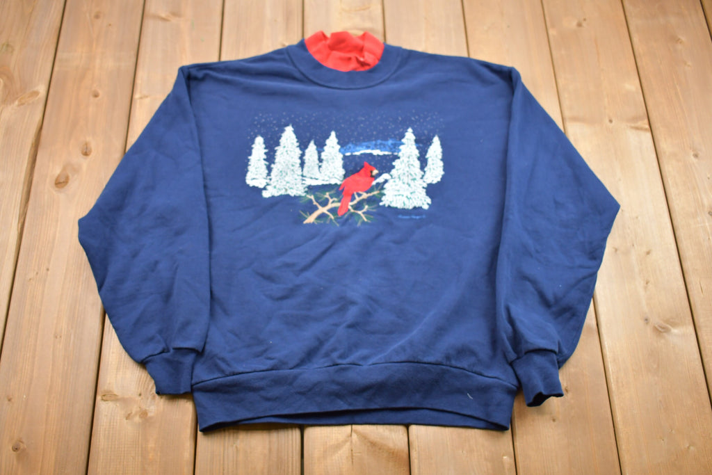 Vintage 1990s Cardinal Bird Tree Crewneck