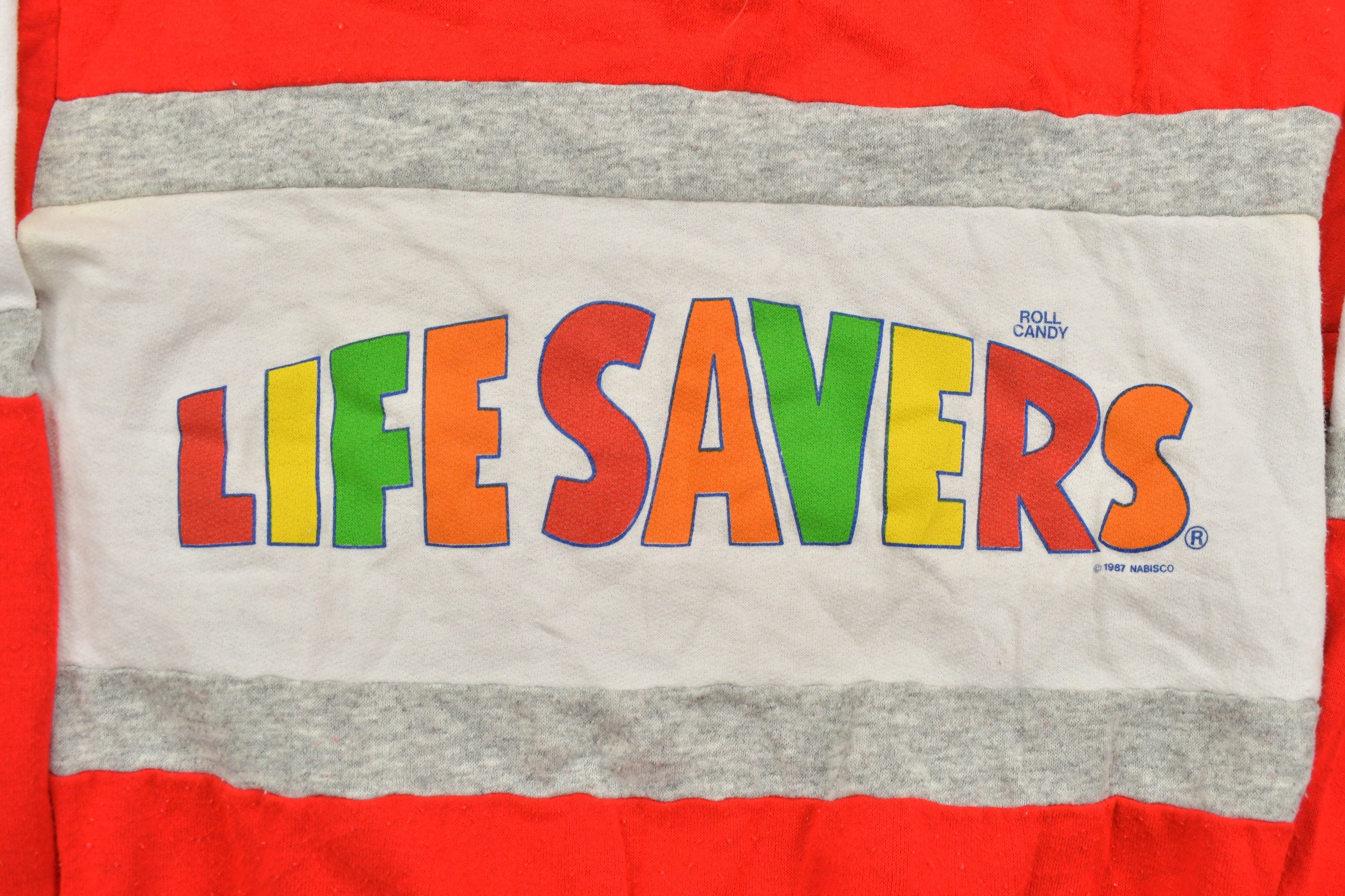 Vintage 1980s Life Savers Graphic Collared Sweater