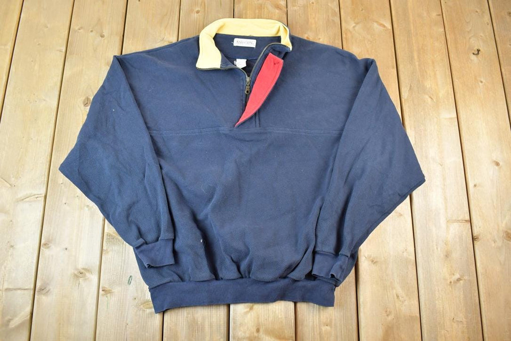Vintage 1990s Ash City Quarter Button Crewneck Sweatshirt