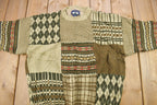 Vintage 1990s Woods & Gray Patchwork Knitted Crewneck Sweater