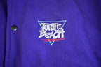 Vintage 1980s Leather & Wool Turtle Beach Urban Technology Embroidered Varsity Jacket Made In USA