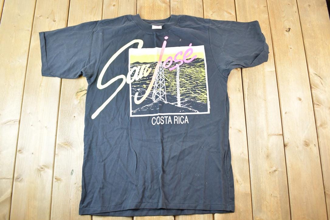 Vintage 1990s San Jose Costa Rica Neon Ecological Souvenir T-Shirt Men's L