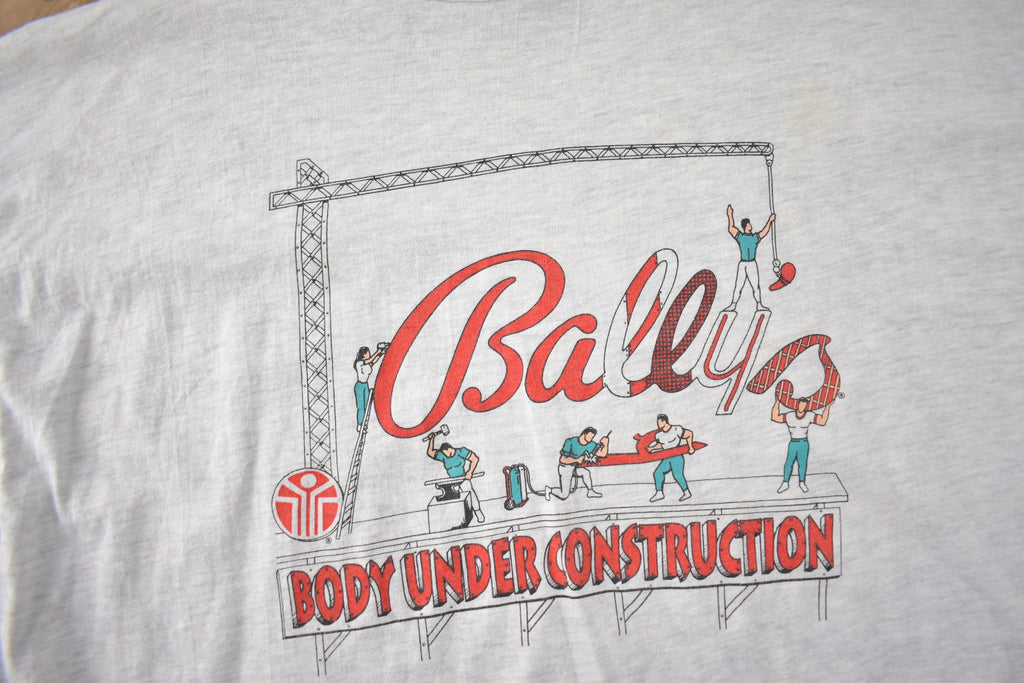Vintage 1990s Ballys Body Under Construction Single Stitch Graphic T Shirt Made In USA