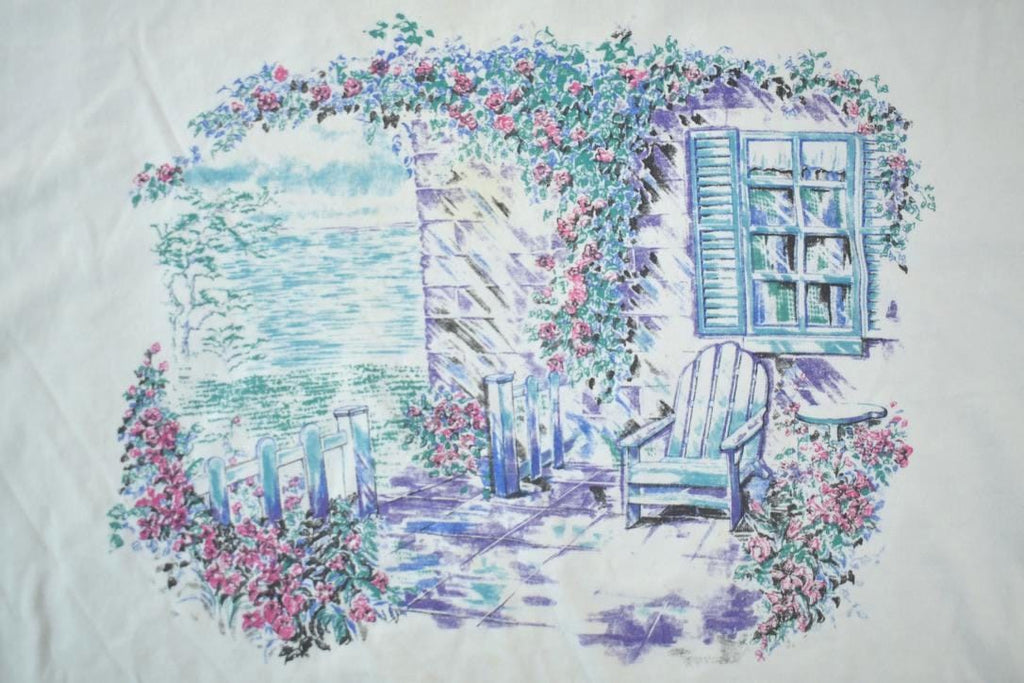 Vintage 1990s House Porch With Flowers Graphic T-Shirt  Vintage T Shirt  Streetwear  Graphic Tee  Single Stitch