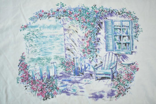 Vintage 1990s House Porch With Flowers Graphic T-Shirt / Vintage T Shirt / Streetwear / Graphic Tee / Single Stitch /