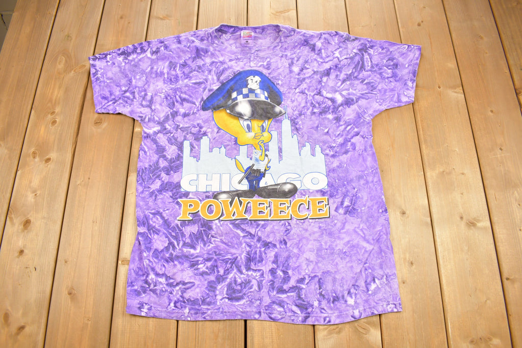 Vintage 2000 Tweety Bird Chicago Police tie Dye Cartoon T-Shirt