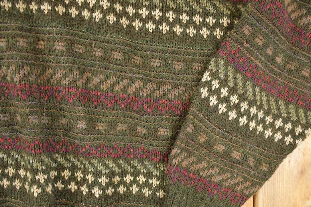 Vintage 1990s Bugle Boy Abstract Striped Knit Crewneck Sweater Men's XL