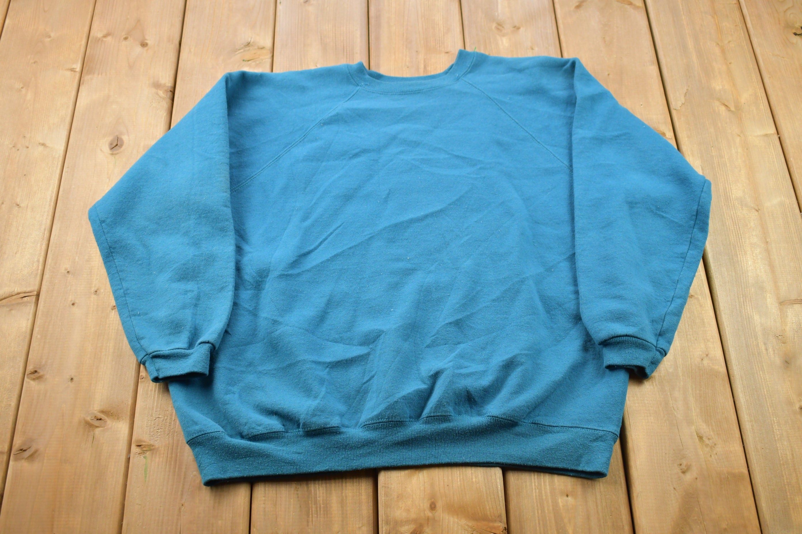 Vintage 1990s Blank Bright Blue Crewneck Sweatshirt /