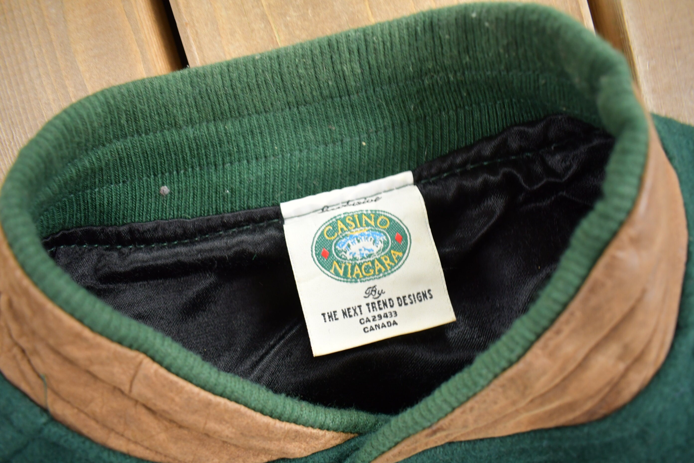 Vintage 1990s Casino Niagara Leather Varsity Jacket