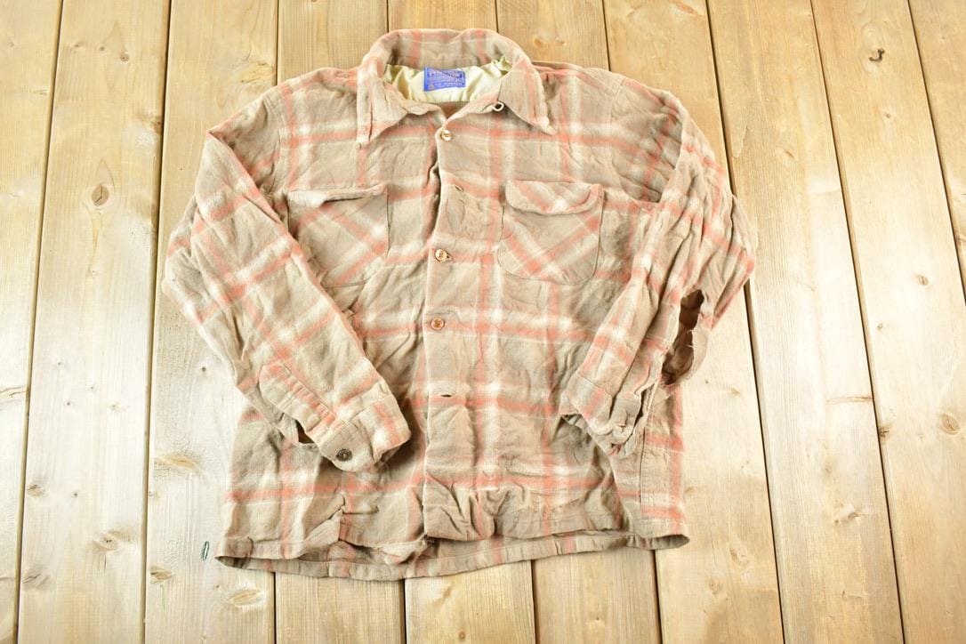Vintage 70s Pendleton Plaid Wool Flannel Shirt - USA Made M