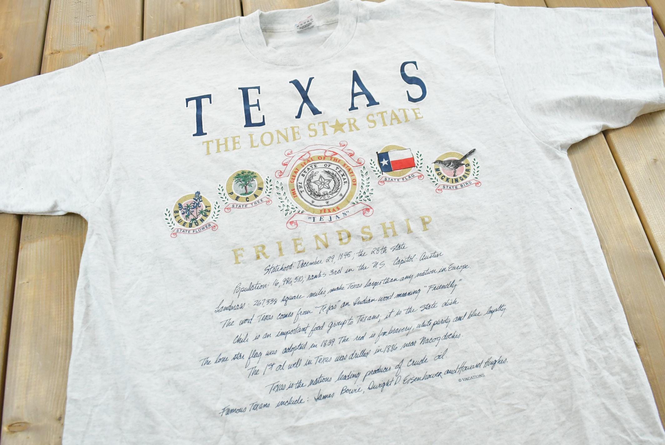 Vintage 1986 Texas Lone Star State Souvenir Graphic T Shirt Men's XL