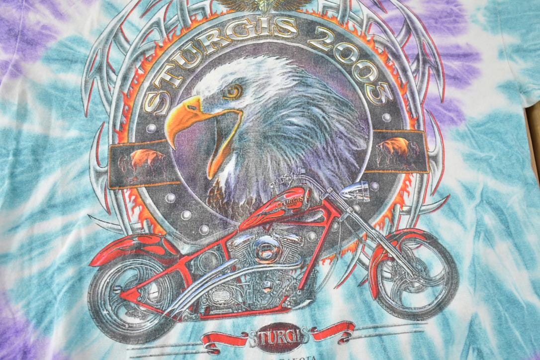 Vintage 2003 Sturgis Black Hills Motorcycle Rally Tie Dye T-Shirt