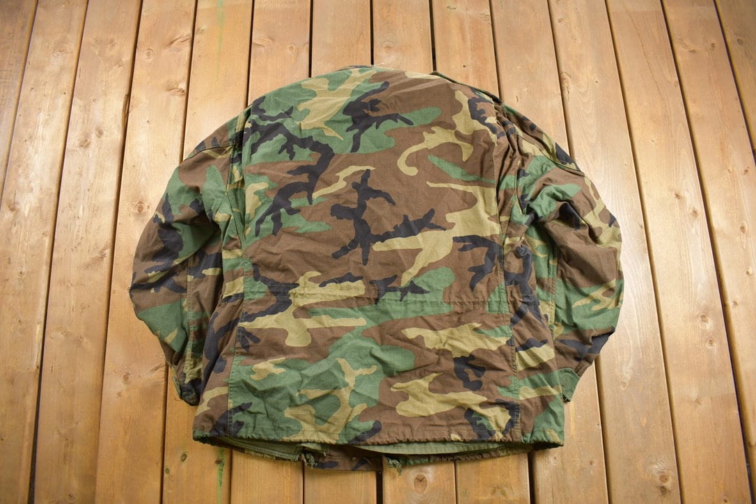 Vintage 1999 Army Woodland Camo Military Field Jacket