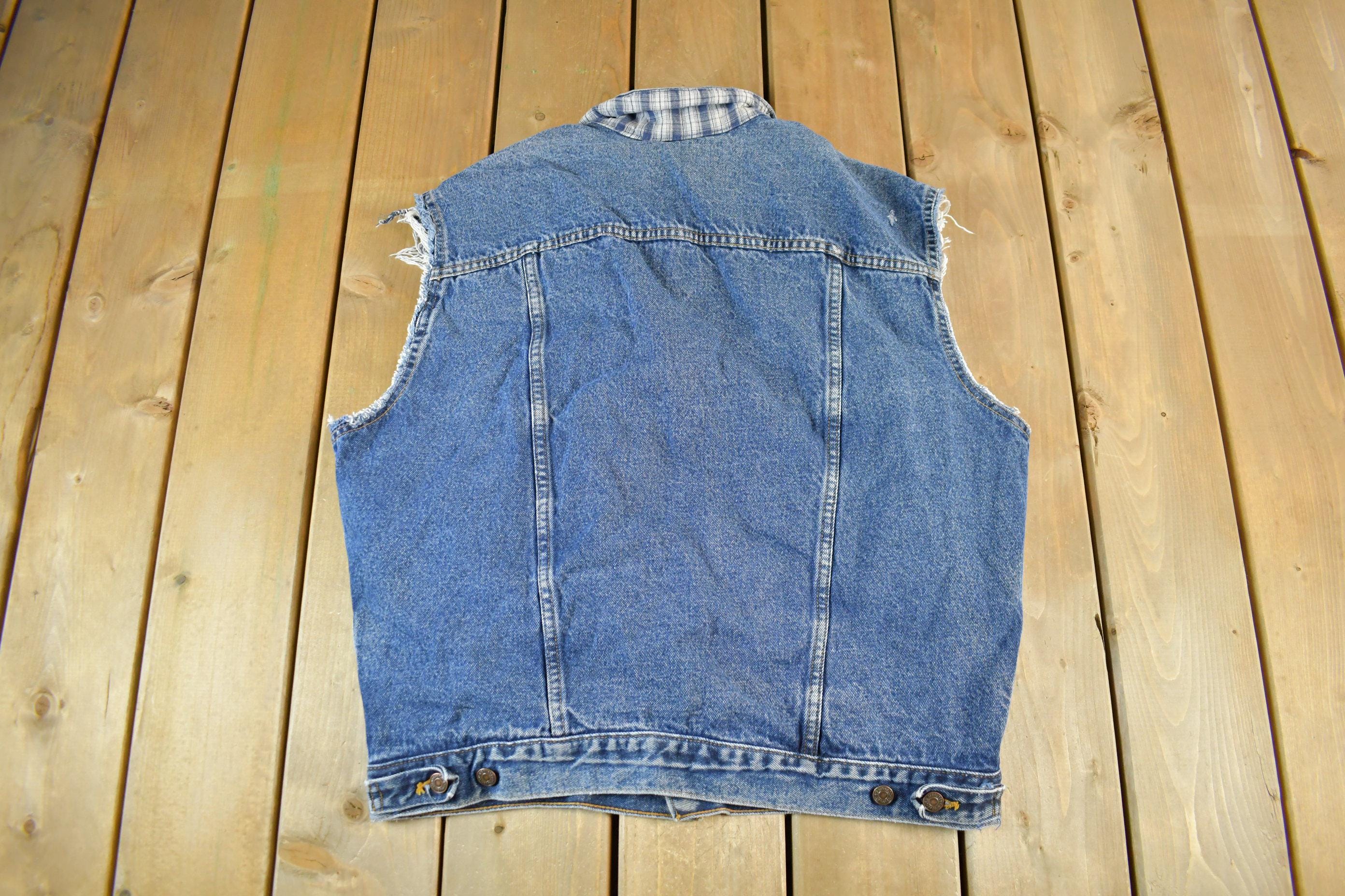 Vintage 1990s Levi's Denim Blanket Lined Vest Jacket Mens Medium