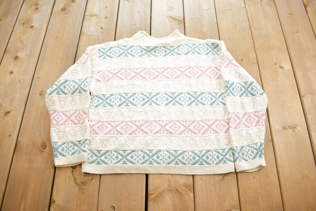 Vintage 1980s Willow Ridge Cozy Grandma Knit Crewneck Sweater Made In USA