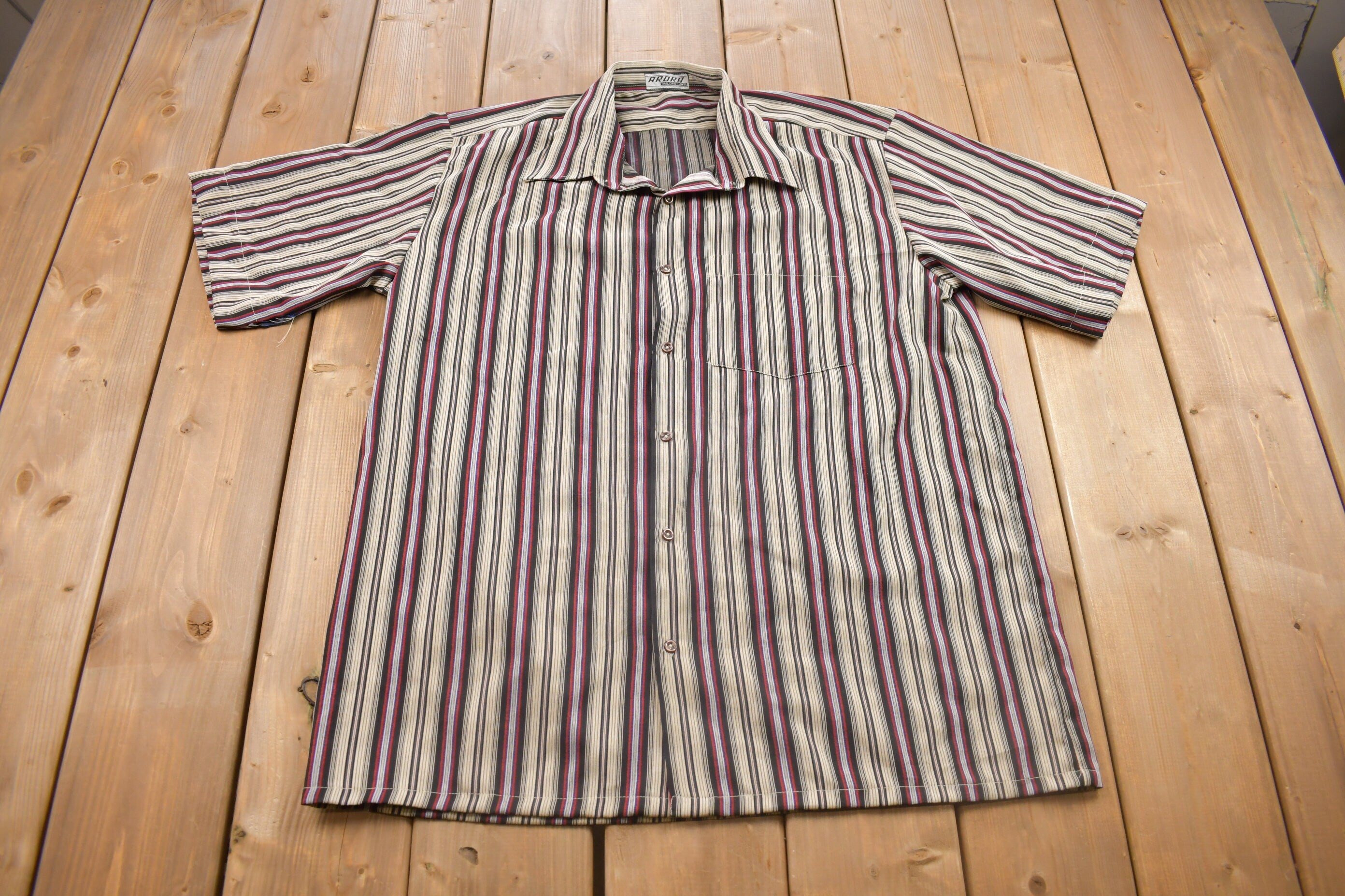 Vintage 1990s Arora Striped Button Up T Shirt