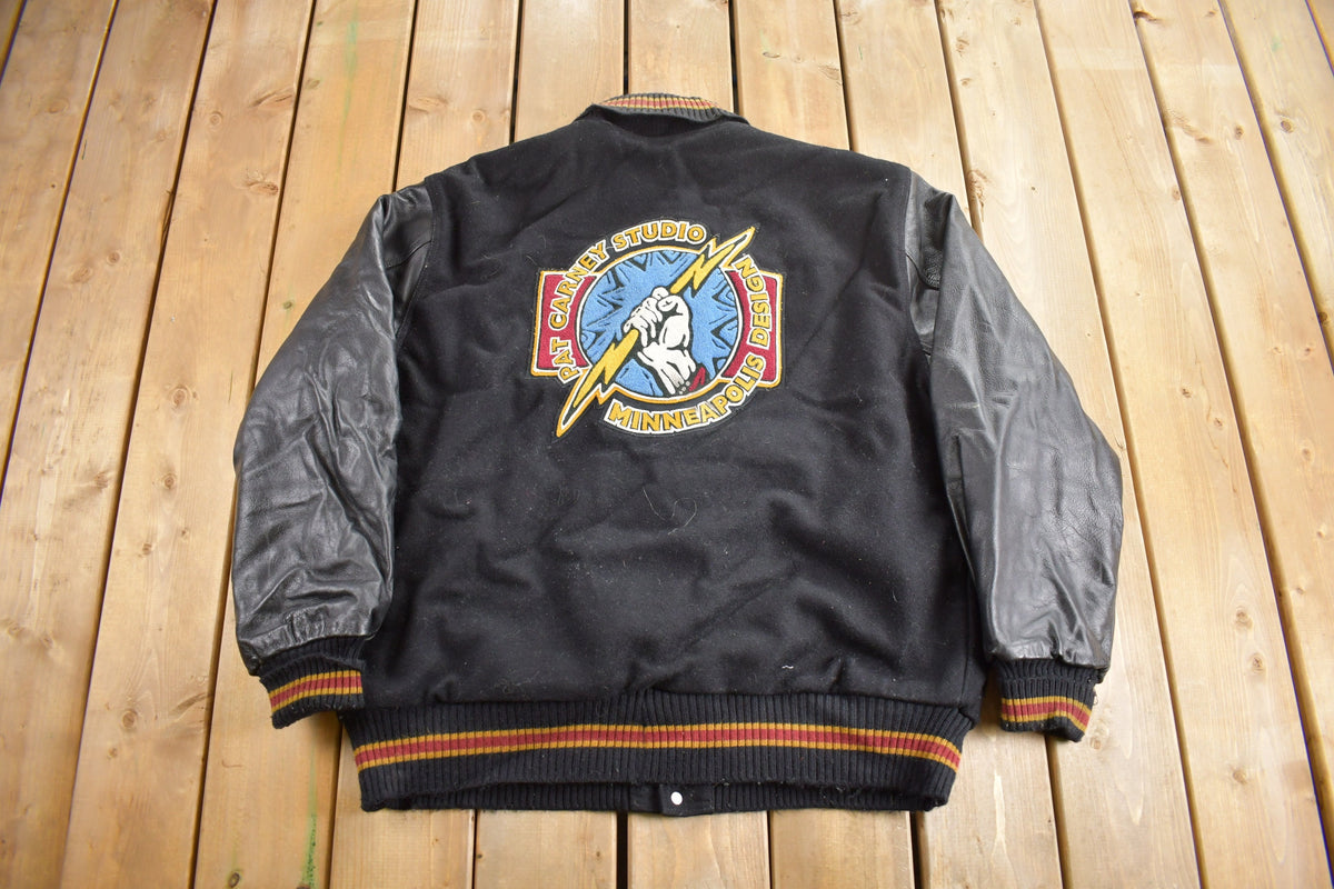 Vintage 1990s Pat Carney Studio Leather Varsity Jacket