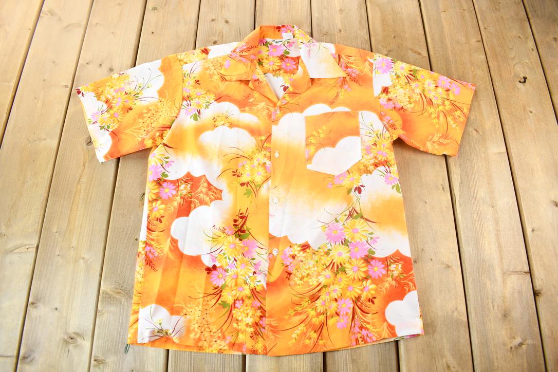 Vintage 1980s Tropicana Hawaii Beach Theme Button Up Shirt