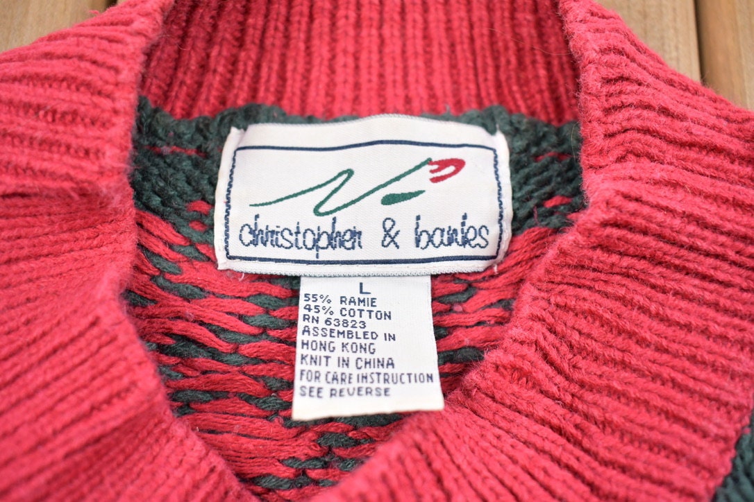 Vintage 1990s Patterned Knit Crewneck Sweater