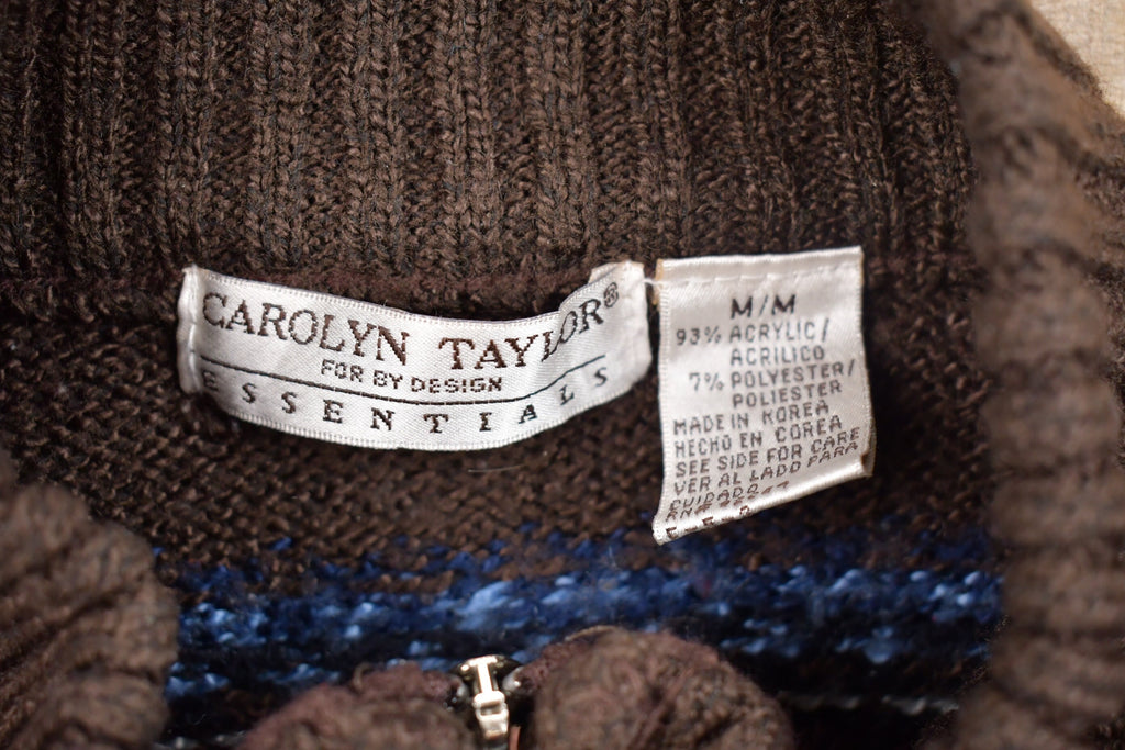 Vintage Carolyn Taylor Knitted Zip Up Sweater / Vintage 90s Crewneck / Pattern Sweater / Outdoor / Knitted Jacket