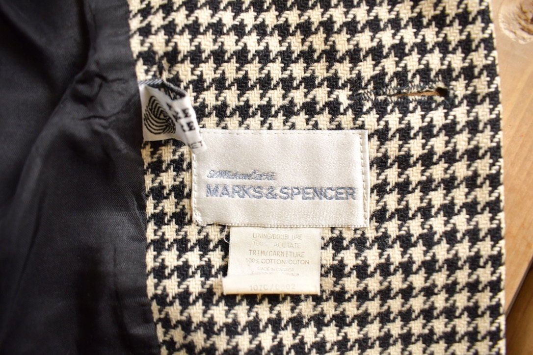 Vintage 1980s Marks & Spencer Women's Houndstooth Blazer