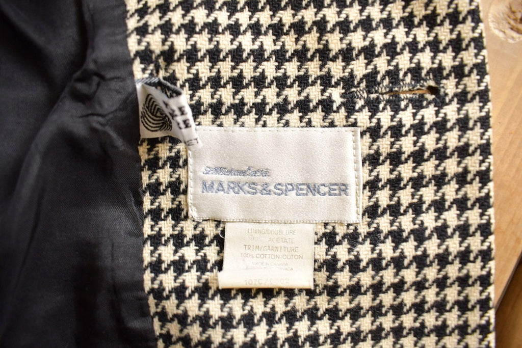 Vintage 1980s Marks & Spencer Women's Houndstooth Blazer /