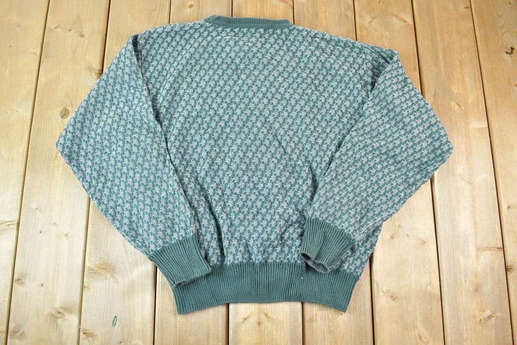 Vintage 1990s Winona Knits Abstract Pattern Crewneck Sweater Made In Minnesota USA