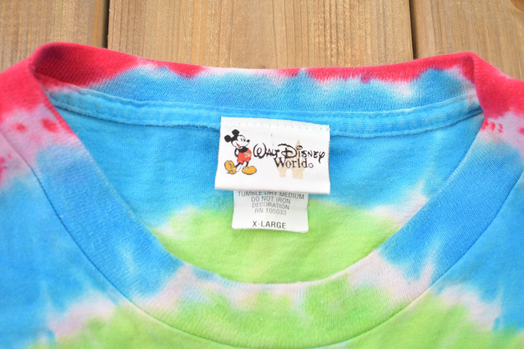 Vintage 1990s Donald Duck Mickeys Philarmagic Doubled Sided Tye Dye Disney T-Shirt AOP