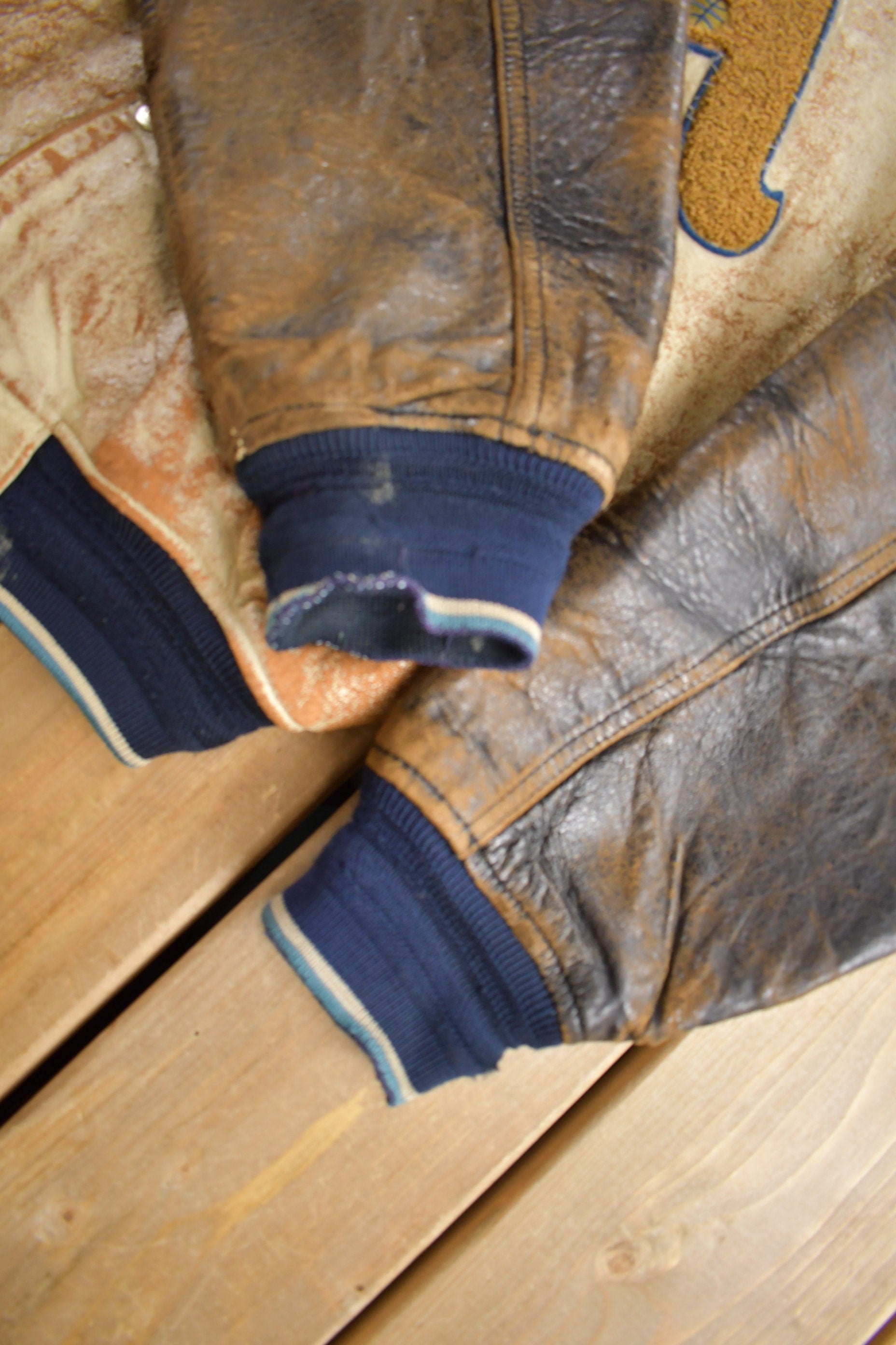 Vintage 1990s Avirex USA Genuine Leather Varsity Jacket