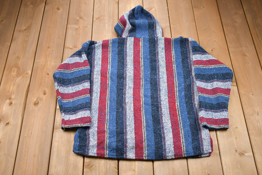 Vintage 1990s Earth Rug Poncho Striped Hoodie
